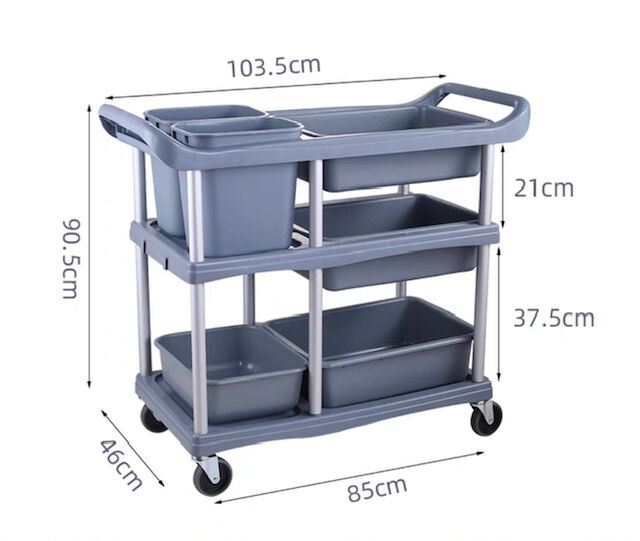 Guzzini Three Shelf Cart with Trash and plates container