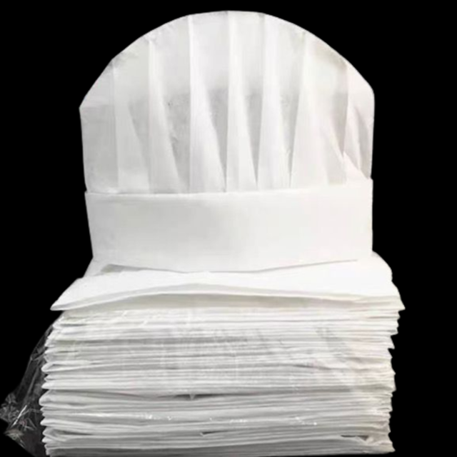 Disposable High Middle Flat Round Chef Hats 20pc