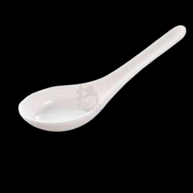 Melamine Chinese Spoon 12.3x4cm - white