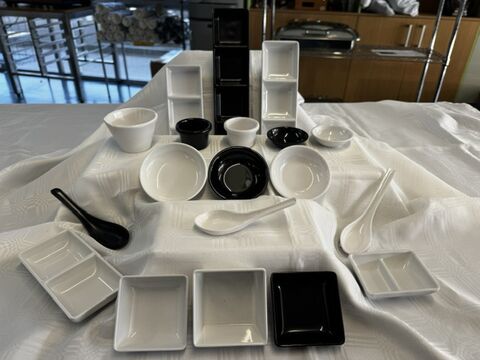MELAMINE SAUCE AND TAPAS DISHES